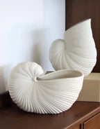 Calliope Hand-Carved Nautilus Shell Ceramic Vase