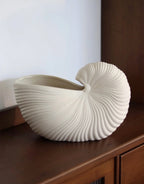 Calliope Hand-Carved Nautilus Shell Ceramic Vase