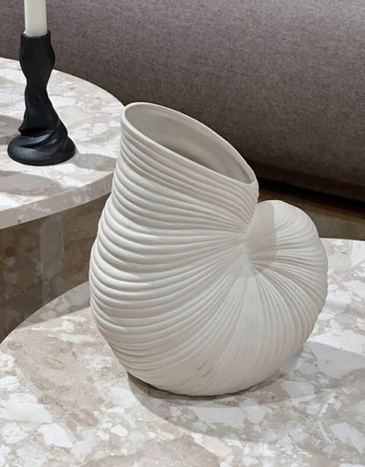 Calliope Hand-Carved Nautilus Shell Ceramic Vase
