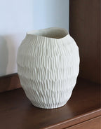 Lucas Hand-Carved Textured Ceramic Vase